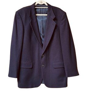 Oscar Dela Renta Blue Blazer Jacket Mens 42 L Two Button Wool Cashmere Wedding
